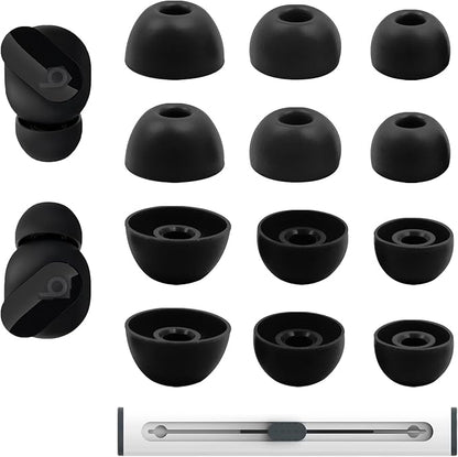 Replacement Silicone Ear Tips for Beats Fit Pro/Studio Buds/Studio Buds+ Headphone, 6 Pairs Earbuds Eartips L/M/S, Eargels Set Fit in Case, Earplug Ear Cap (Black with Pen)