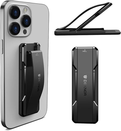 Dexnor New Upgrade Phone Grip, Phone Holder for Hand [2-in-1] Phone Strap with Kickstand Phone Finger Holder Compatible with Most iPhone Samsung Phone Case, Black