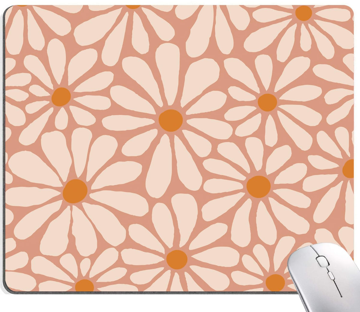 KUOSGM Mouse Pad, Premium-Textured Mouse Mat, Non-Slip Rubber Base Mousepad for Laptop, Computer & PC,9.5×7.9 in,Pink Green Flower