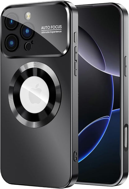 Magnetic for iPhone 16 Pro Max Case, Compatible with MagSafe, Built-in Camera Lens Protector, Logo View, Military Grade Drop Protection Phone Cover, Black