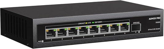 AUMOX PRO 9 Port 2.5G Switch 8x2.5G + 1x10G SFP Unmanaged Ethernet Switch