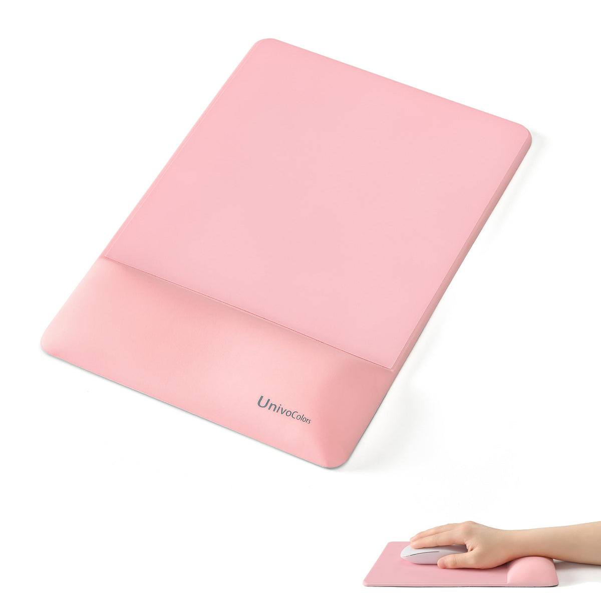 UnivoColors Design-Wave Wrist Rest, Artificial Sheepskin+Memory Foam+Ergonomic+Anti-Slip Gel, Resilience Support During Work and Gaming,Mouse Accessory,White
