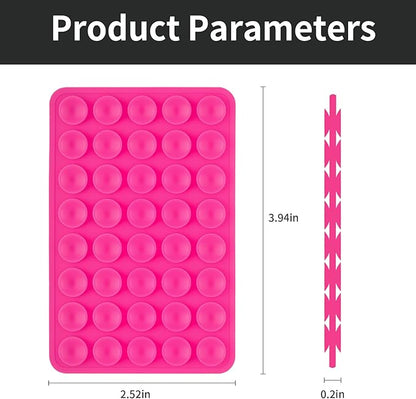 2 Pack Silicone Double-Sided Suction Grip – 40 Cups per Side, Strong Hold for iPhone, Galaxy, Pixel, Android – Hands-Free for Selfies & Videos (Rose Red)