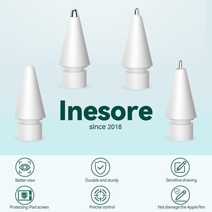 Inesore 4 Styles Replacement Tips for Apple Pencil Pro,Multiple Options Metal Durable Nibs Accessories for Apple Pencil Pro/2nd Generation/1st Gen/USB-C (4 Pack)