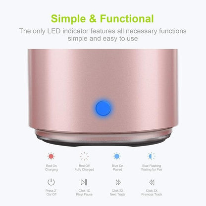 EWA A106 Portable Mini Bluetooth Speaker, Enhanced Bass and High Definition Sound, Portable Design, for iPhone, iPad,Nexus,Laptops and More (Rosegold)