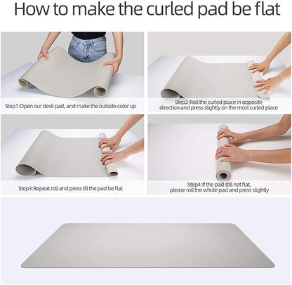 YSAGi Multifunctional Office Desk Pad, Ultra Thin Waterproof PU Leather Mouse Pad, Dual Use Desk Writing Mat for Office/Home (31.5" x 15.7", Grey)
