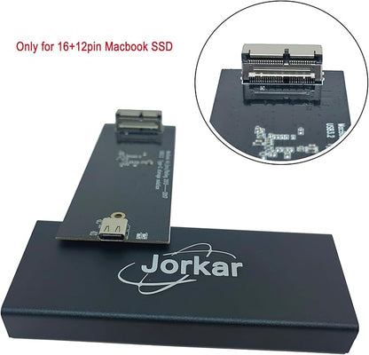 External SSD Enclosure for MacBook Air/Pro 12+16 PIN SSD, Hard Drive Reader for A1466 A1465 A1502 A1398 SSD mid 2013-2017, Portable Mac SSD to USB-C 3.2 Adapter Case (No SSD)