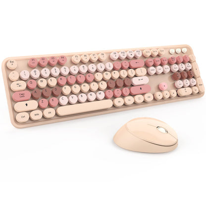 Wireless Keyboard and Mouse Cute Retro Typewriter for PC