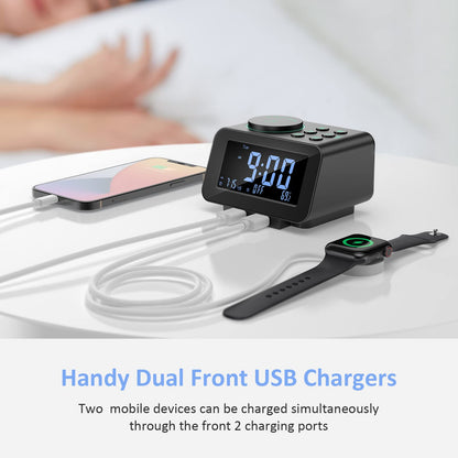 uscce Digital Dual Alarm Clock Radio for Bedrooms with 0-100% Dimmer