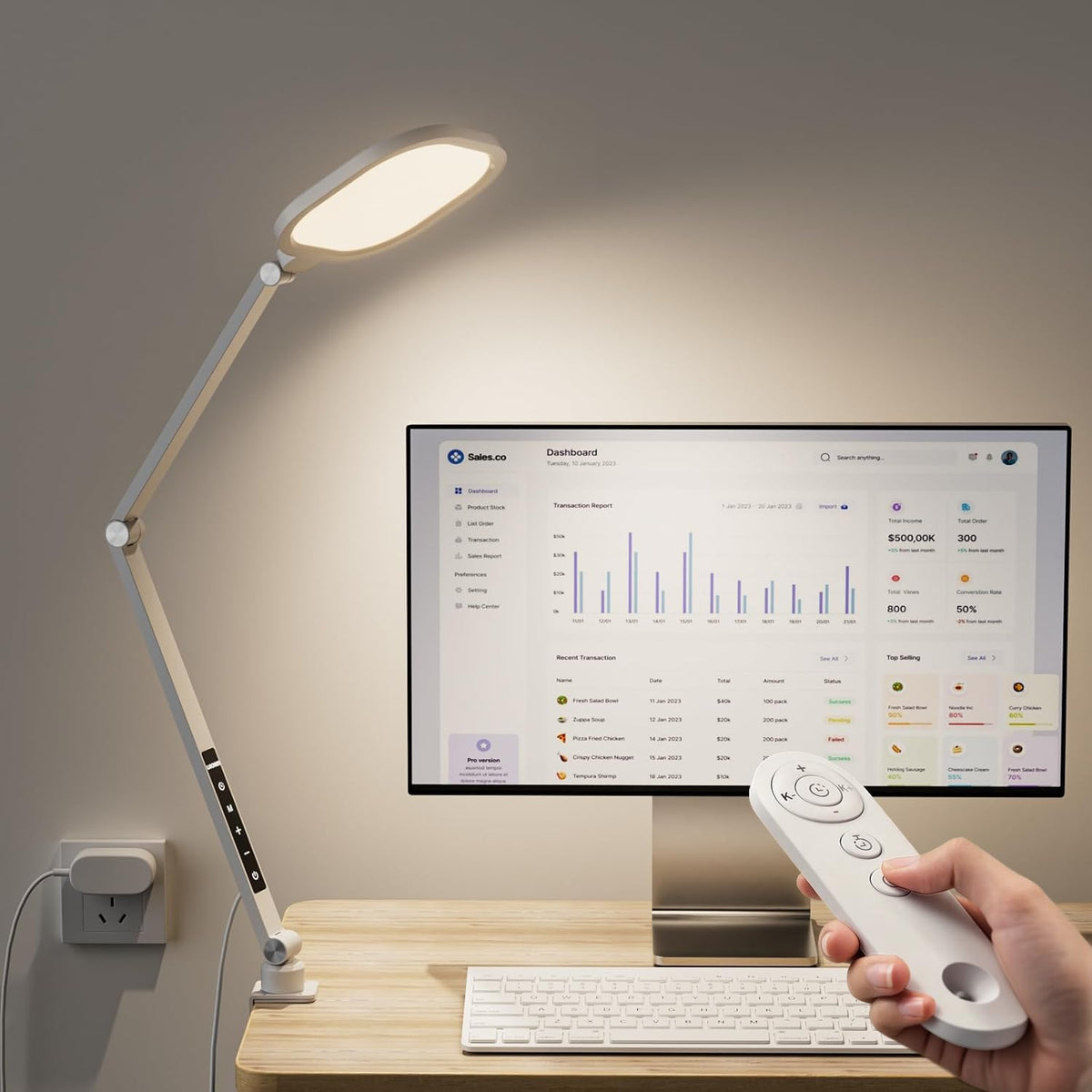 LitONES LED Desk Lamp for Home Office with Clamp, White