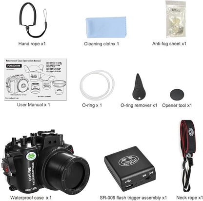 Sea frogs Underwater Camera Case Compatible with Canon EOS R6 60MM IPX8 40m/130ft Maximum Diving Depth Waterproof Camera Housing for Diving, Surfing, Rowing, Skiing