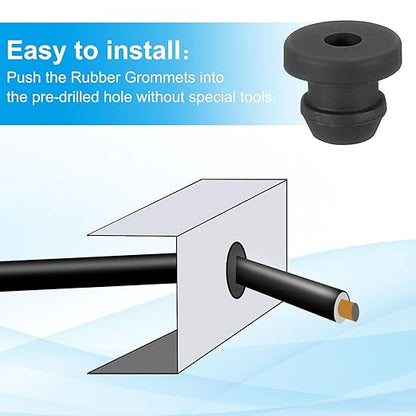 PATIKIL 6mm / 1/4 Inch Drill Hole,1/8 Inch ID Rubber Grommets, 15Pcs Top Hat Grommet for Wiring Eyelet Ring Gasket Automotive Firewall Cable Hole Plugs Wires Protection, Black