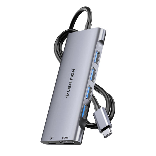 LENTION 3.3FT Long Cable USB C Hub, 4K HDMI, 100W PD, 4 USB 3.0 Ports