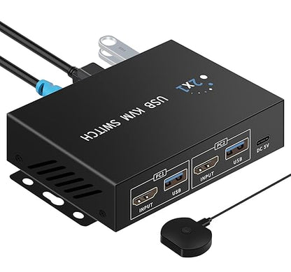 KVM Switch hdmi 1 Monitors 2 Computers 4K@60Hz,usb3.0 Devices Keyboard Mouse Printer USB switcher,2 Computers one Monitor Switch,with Desktop Controller Button switches