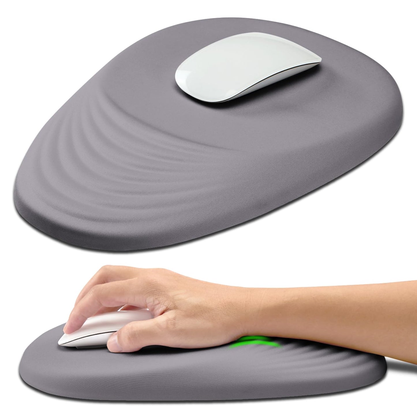 Hokafenle Ergonomic Mouse Pad Wrist Support with Stepped-Wedge Design, Wrist Rest Pain Relief Mousepad Filled with Memory Foam, Carpal Tunnel Mousepad for Wireless Mouse(12x8 inch, Light Purple Grey)