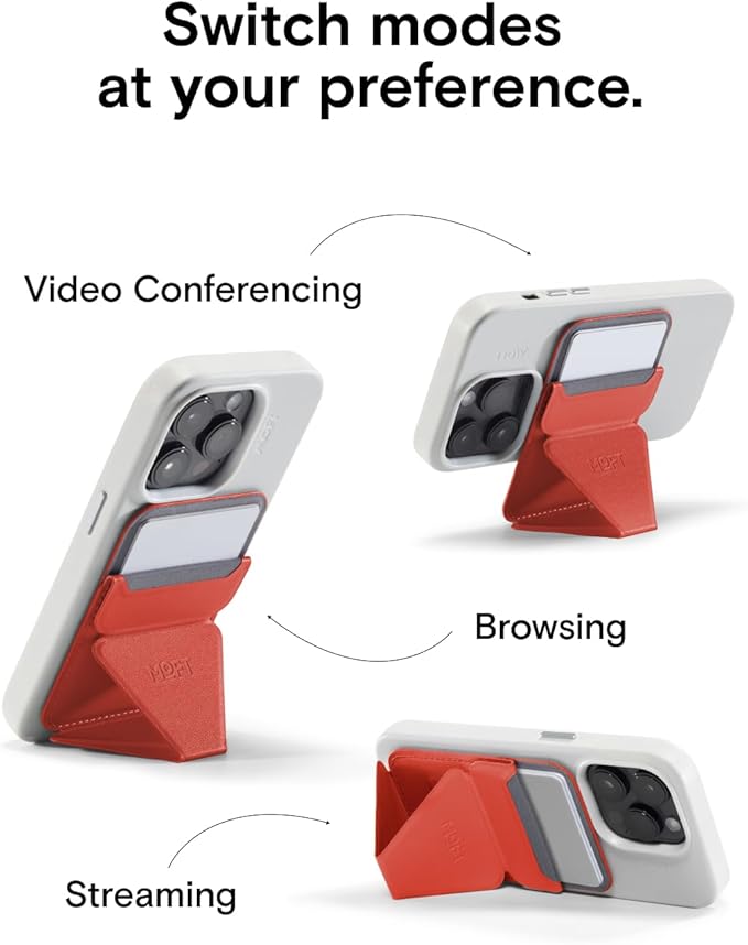 MOFT Magnetic Wallet Stand Compatible with iPhone 16/15/14/13/12 Series, Angle Adjustment & Magsafe Compatible MOVAS Phone Stand,Sunset