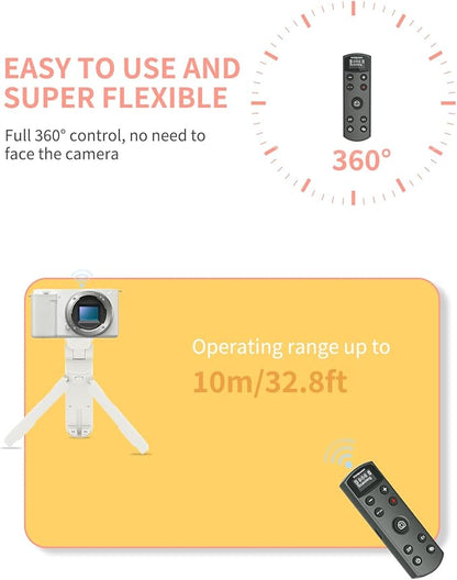 Hanpusen Rechargeable Camera Remote Control for Sony - Wireless Shutter Release with OLED Screen compatiable with ZV-1F,ZV-1II,ZV-1,ZV-E10II,ZV-E10,A6100,A6400,FX30,FX3;Replace Sony RMT-P1BT（Black）