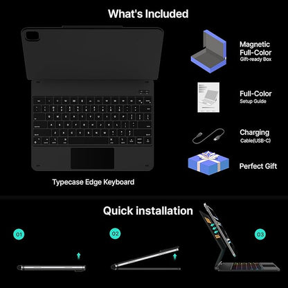 typecase Keyboard Case for iPad Pro 13-inch (M4) 2024,Magic Keyboard with 11 Colors Backlight for iPad Pro 13,Keyboard Case with Pencil Holder,Multi-Touch Trackpad,Easy-Set Magnetic Stand,Carbon Fiber