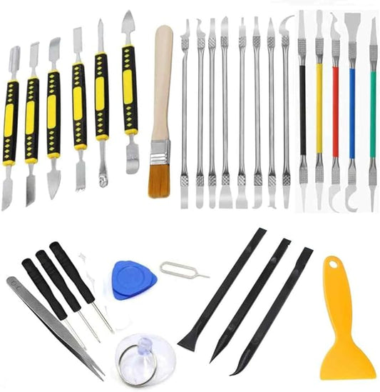 31 Piece Dual Ends Metal Crowbar Spudger Pry Tool Kit, Anti Static Non Abrasive Scratch Free Electronics Repair Screwdriver Set for iPhone MacBook Laptop Tablet Watch Game Console