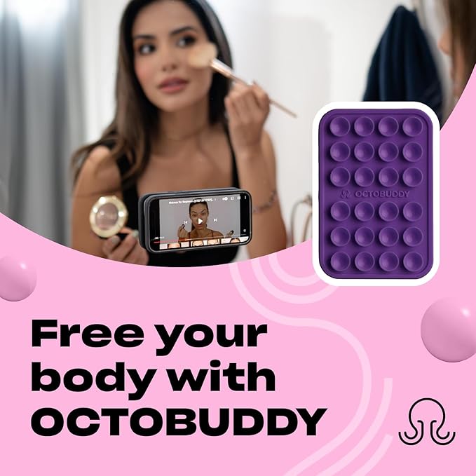 Classic - Silicone Suction Phone Case Adhesive Mount - Hands-Free, Strong Grip Holder for Selfies & Videos - iPhone & Android Compatible - 2.25″ x 3.25″, Wisteria