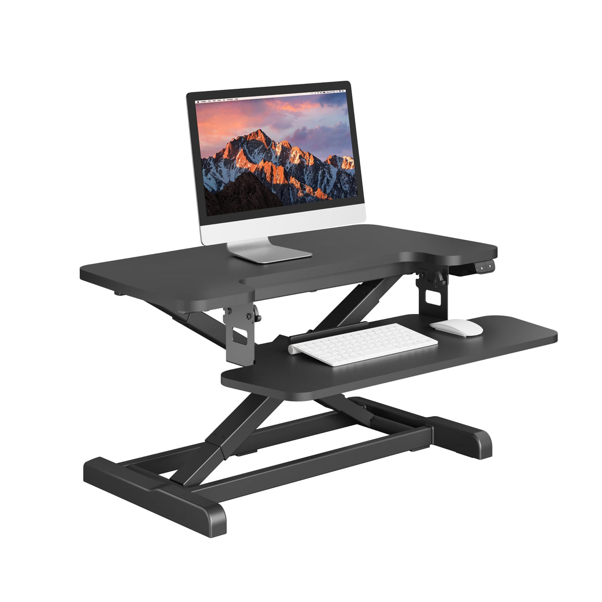 SANODESK 32" Electric Standing Desk Converter,Height Adjustable Riser for Office Home, Monitor and Laptop Workstation with Large Keyboard Tray, Black Color