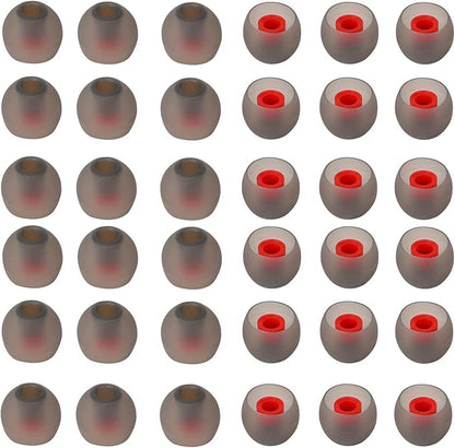 36 Pieces Small Earbud Tips Soft and Comfortable Ear Bud Replacement Pieces Silicone Fit Most in-Ear Headphones，Inner Hole 3.8mm -5.5mm，Small Black and Red Replacement Eartips