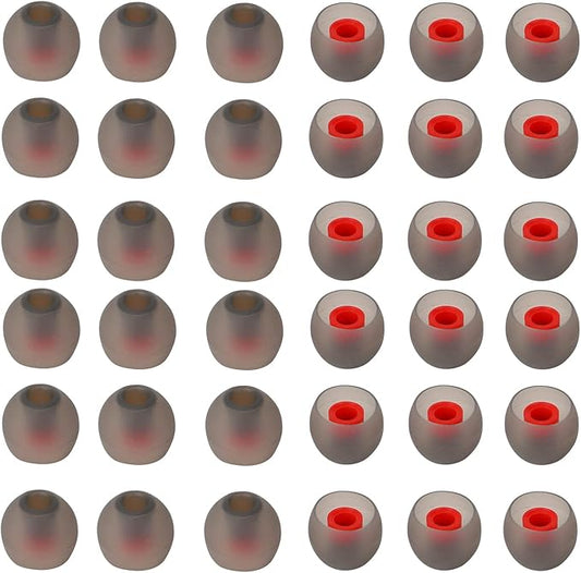 36 Pieces Small Earbud Tips Soft and Comfortable Ear Bud Replacement Pieces Silicone Fit Most in-Ear Headphones，Inner Hole 3.8mm -5.5mm，Small Black and Red Replacement Eartips