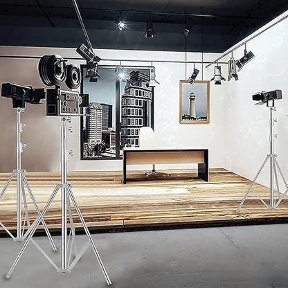 Stainless Steel Photography Video Tripod Stand, Spring Cushioned Heavy Duty Tripod Stand, 9.5ft/2.8m, Universal Adapter for Photography Studio Monolight Reflector Portrait