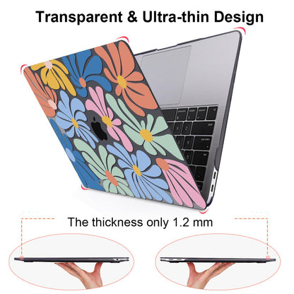 LCMOCICO Compatible with 2021 2020 2019 2018 MacBook Air 13 inch Case M1 A2337 A2179 A1932 Touch ID, Crystal Printed Pattern Plastic Hard Shell Case for Mac Air 13 M1 2021, Colorful Flowers Black