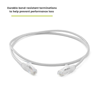 TRUECABLE Cat6 Component Rated Patch Cable, Unshielded (U/UTP), 3ft, White, 28AWG Solid Copper, Snagless 10G High-Speed Ethernet Cable, PoE++ 4PPoE 100W, UL Listed, RoHS-3, 1 Pack
