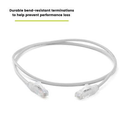 TRUECABLE Cat6 Component Rated Patch Cable, Unshielded (U/UTP), 3ft, White, 28AWG Stranded Pure Copper, Snagless 10G High-Speed Ethernet Cable, PoE++ 4PPoE 100W, UL Listed, RoHS-3, 1 Pack