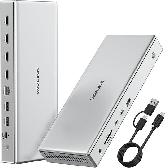 WAVLINK Pro Docking Station 4 Monitors | Quad 4K Displays for Mac & Windows | Displaylink Dock with 4X HDMI, PD 100W, 2.5G Ethernet, 10G USB-A/USB-C, SD/TF 4.0, Audio | Driver Required DL7400.