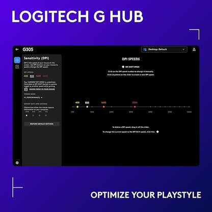 Logitech G305 LIGHTSPEED Wireless Gaming Mouse, Hero 12K Sensor, 12,000 DPI, Lightweight, 6 Programmable Buttons, 250h Battery Life, On-Board Memory, PC/Mac - Black