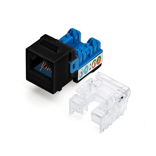 TRUE CABLE Cat5e Keystone Jack, Unshielded (UTP), 90 Degree Punch-Down, PoE++ (4PPoE) 100W, UL Listed, ETL Verified, ANSI/TIA Certified, Modular RJ45 Female, Black, 48 Pack