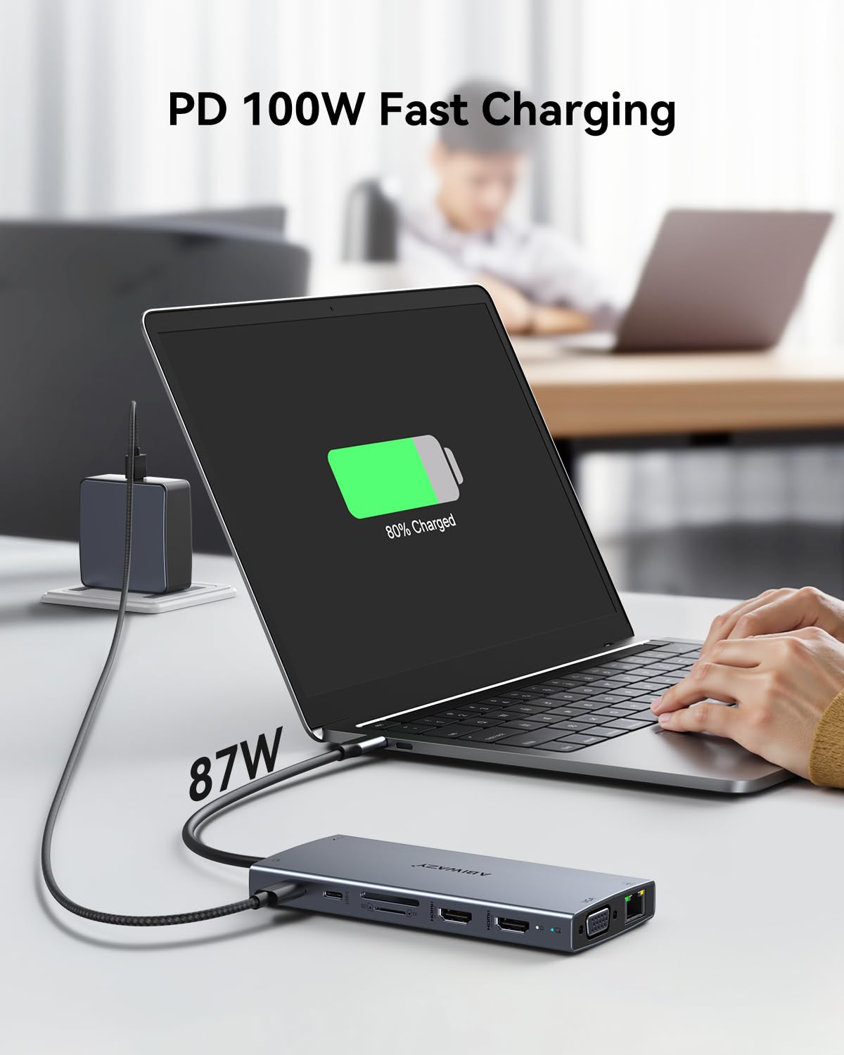 Docking Station Dual Monitor, 15 in 1 Triple Display Multiport Adapter Hub