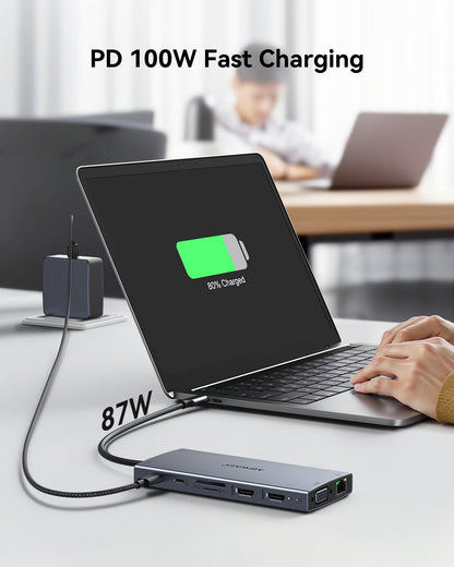 Docking Station Dual Monitor, 15 in 1 Triple Display Multiport Adapter Hub