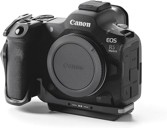 Tilta Half Camera Cage Compatible with Canon R5 Mark II - Black | Mount Accessories w/Cold Shoe, 1/4"-20 and 3/8"-16 | Securely Attaches to Camera | Silicone Padding and Lightweight