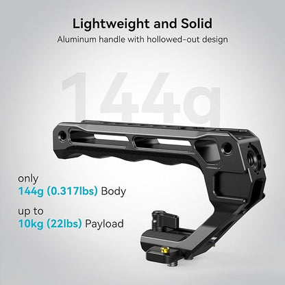 SMALLRIG Lightweight NATO Top Handle, Quick Release NATO Grip w/NATO Rail for DSLR Camera Cage, Universal Top Handle with 5 Cold Shoe Adapters - 4345 Black