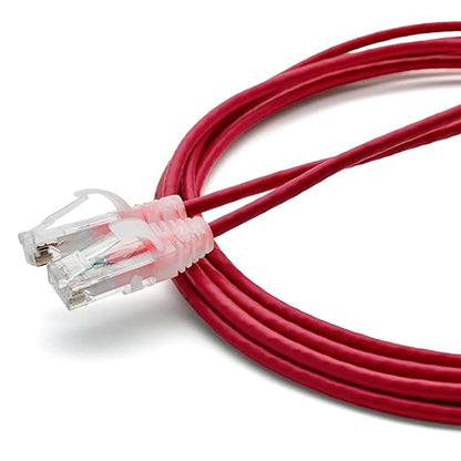 TRUECABLE Cat6 Component Rated Patch Cable, Unshielded (U/UTP), 10ft, Red, 28AWG Solid Copper, Snagless 10G High-Speed Ethernet Cable, PoE++ 4PPoE 100W, UL Listed, RoHS-3, 1 Pack