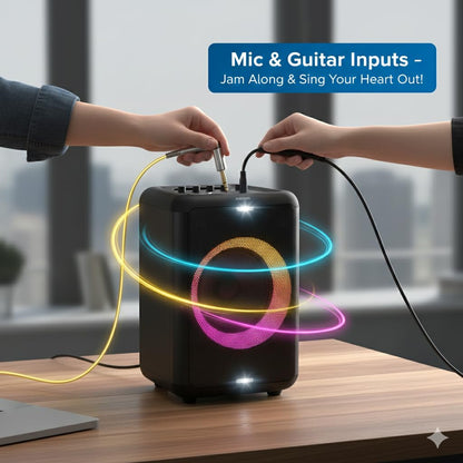 Philips X3206 Bluetooth Party Speaker - 14 Hours Play Time, Deep Bass, Party Lights, Karaoke Effects, Mic & Guitar Input, 80W Max Power, Black