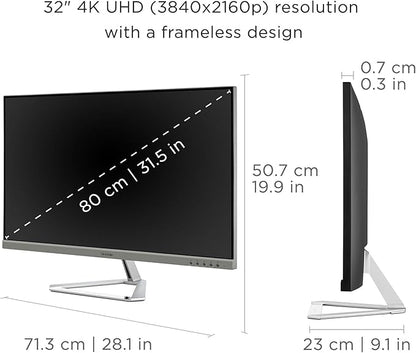 ViewSonic VX3276-4K-MHD 32 Inch 4K UHD Monitor with Ultra-Thin Bezels, HDR10 HDMI and DisplayPort for Home and Office