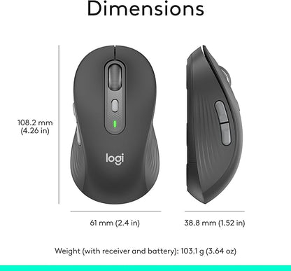 Logitech Signature Plus M750 Wireless Mouse – for Small to Medium Hands, SmartWheel, Bluetooth, Multi Device, 24-Month Battery, Silent Clicks, Customizable Side Buttons, Contoured Shape - Graphite