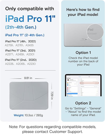 MOFT Dynamic Folio Case for iPad Pro 11-inch(2nd/3rd/4th Generation, 2020/2021/ 2022), Silm Magnetic Stand Case with 20+ Viewing Angles, Auto Wake/Sleep,Cement x Sapphire