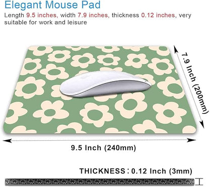 IMAYONDIA Square Mouse Pad Cute, Vintage Green Flowers Mouse Pad, Non-Slip Rubber Base MousePad Small, Modern Art Design Mouse Pad, Decor Design Computer Mice Pad for Women Home Office, 9.5 x 7.9 Inch