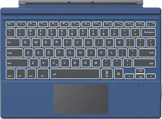 MoKo Microsoft Surface Pro 7/6/ 5/4/ 3 Type Cover, Ultra-Slim Wireless Bluetooth Keyboard with Trackpad, 7-Color LED Backlit, Built-in Rechargeable Battery, Indigo