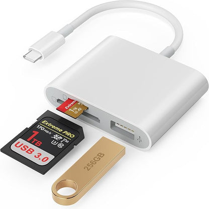 SD Card Reader, USB 3.0 Type C High Speed to SD/TF Card Adapter for iPhone 15/16 Pro Max Memory Card Reader with SD MicroSD USB 3 Port for Mac/iPad/MacBook Pro/Air Android Phone Tablet