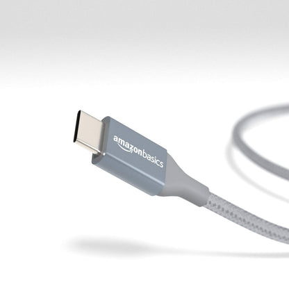Amazon Basics Nylon Braided USB-C to USB-A 2.0 Fast Charging Cable, 480Mbps Speed, USB-IF Certified, Charge and Sync, for Apple iPhone 16/15, iPad, Samsung Galaxy, Tablets, Laptops, 3 foot, Dark Grey