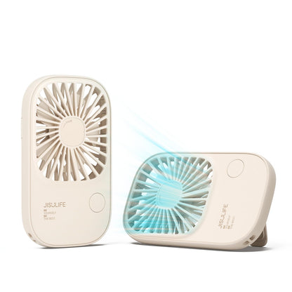 JISULIFE Handheld Mini Lash Fan with Bracket, Small Portable USB Rechargeable Personal Makeup/Eyelash Fan with 3 Speeds for Women Mom Girls Office Outdoor Travel Beige