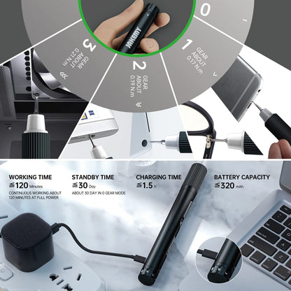 Mini Electric Screwdriver,JAKEMY Adjustable Torque Power Screwdriver Dual-mode Cordless Magnetic Precision Torx Screwdriver Bit Repair Tool kit USB Rechargeable with LED light for Electronics Consoles
