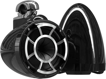 wet sounds Rev 8 Black V2 Revolution Series 8" Black Tower Speakers w/Fixed Clamp Mini
